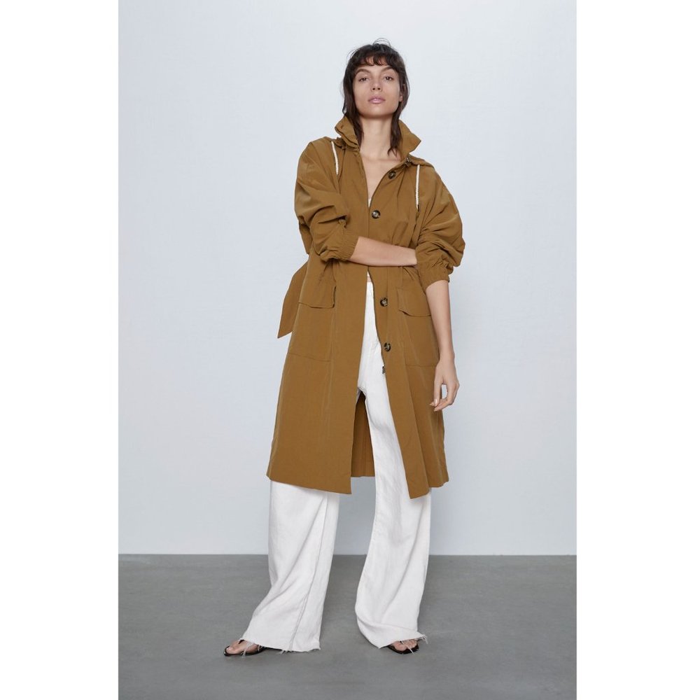 Zara Hooded Trench Windbreaker Raincoat
